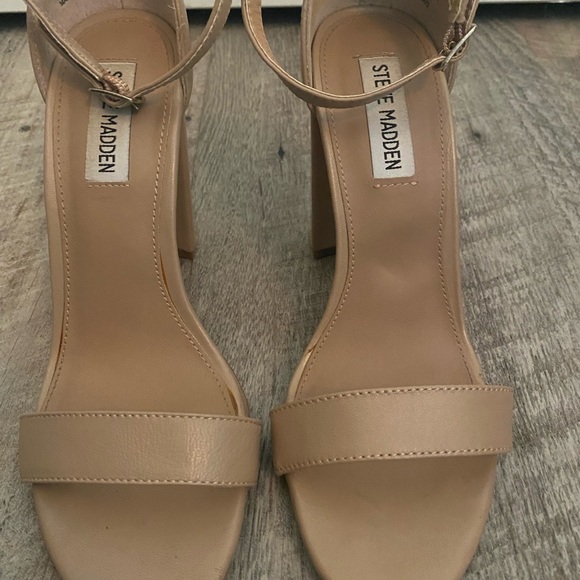 Steve Madden Nude Carrson Leather Block Heels - size 8 - Picture 7 of 7